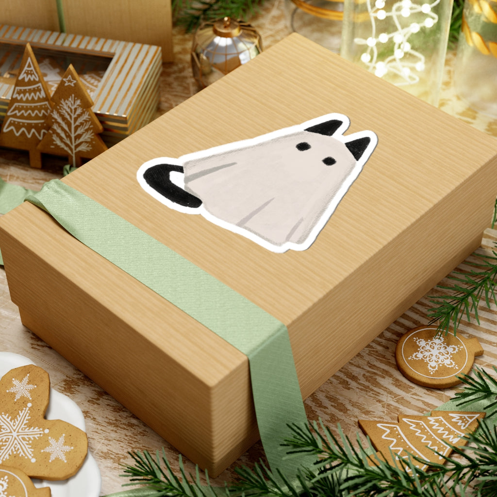 Cute Ghost Cat Stickers | Halloween Laptop Decor
