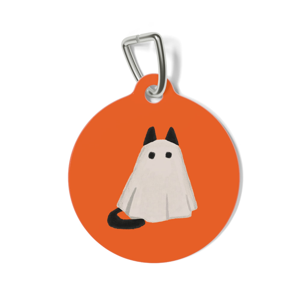 Cute Ghost Cat Pet Tag | Personalized Halloween ID Tag