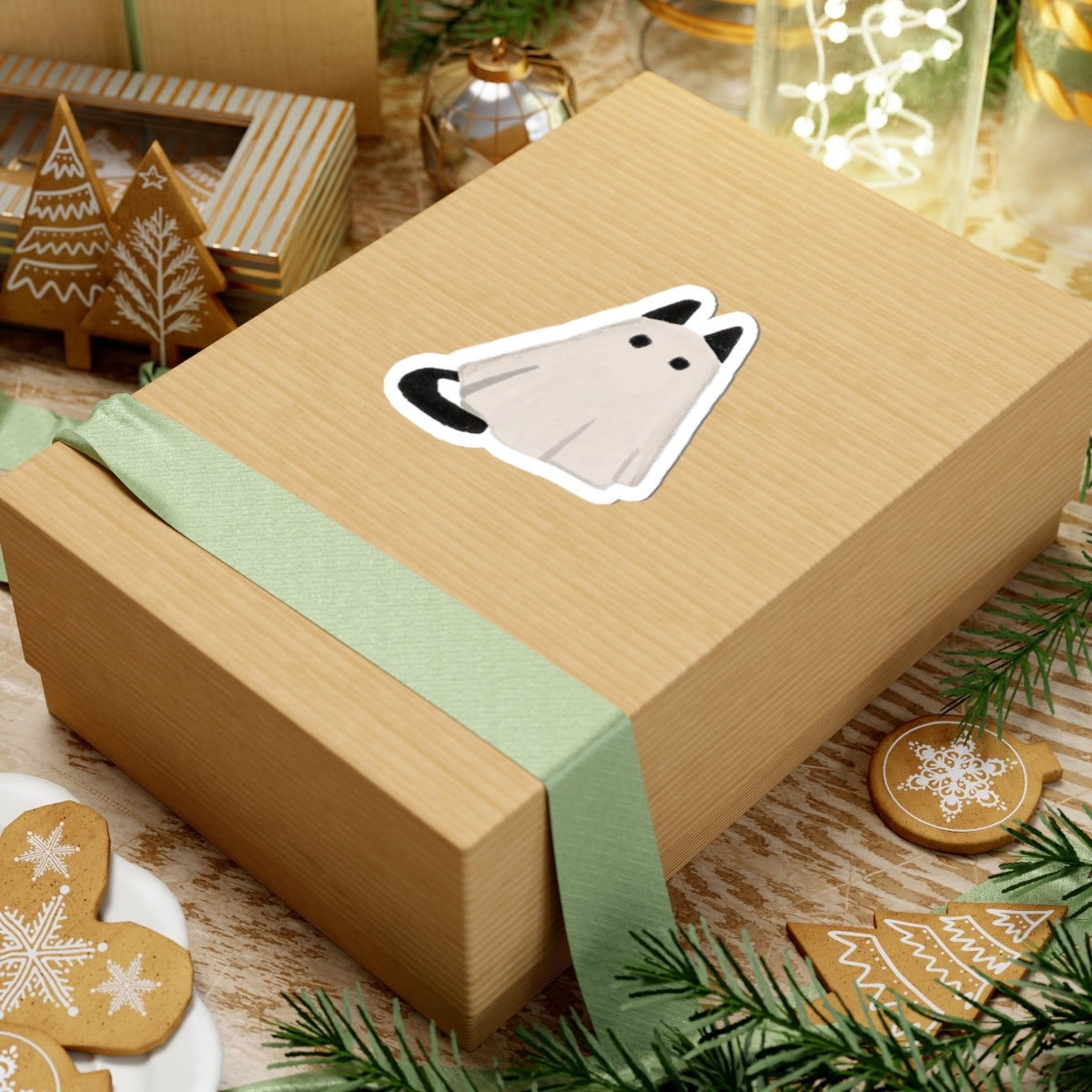 Cute Ghost Cat Stickers | Halloween Laptop Decor