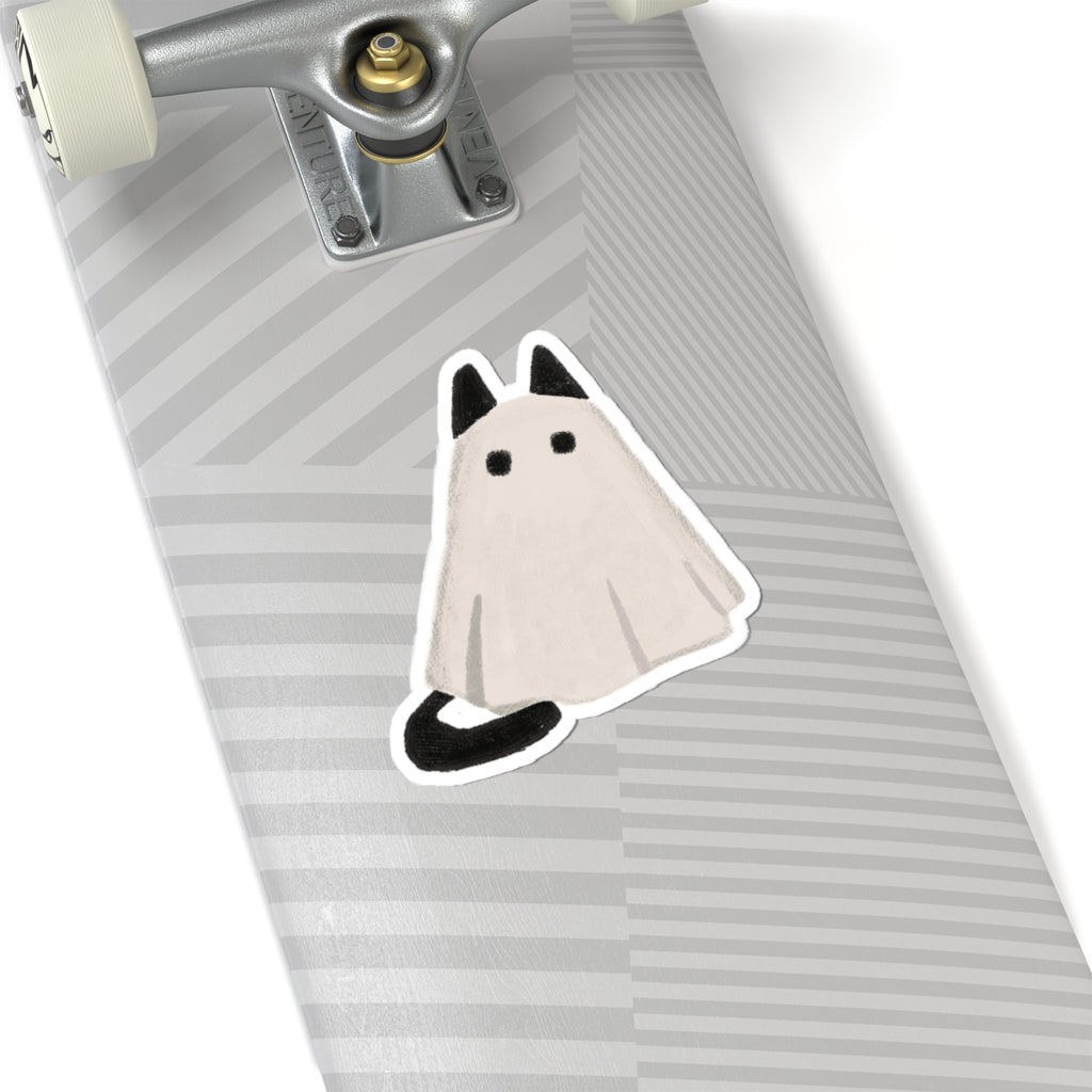 Cute Ghost Cat Stickers | Halloween Laptop Decor