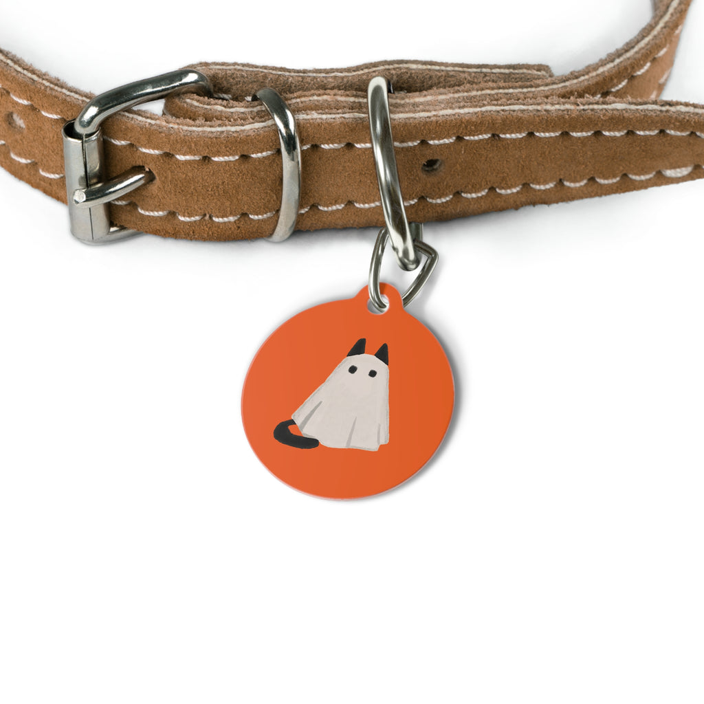 Cute Ghost Cat Pet Tag | Personalized Halloween ID Tag