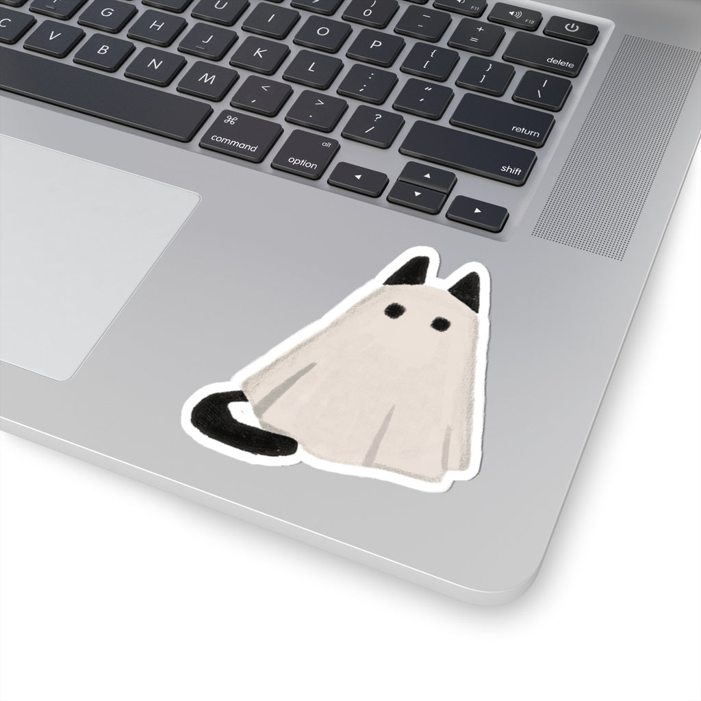Cute Ghost Cat Stickers | Halloween Laptop Decor