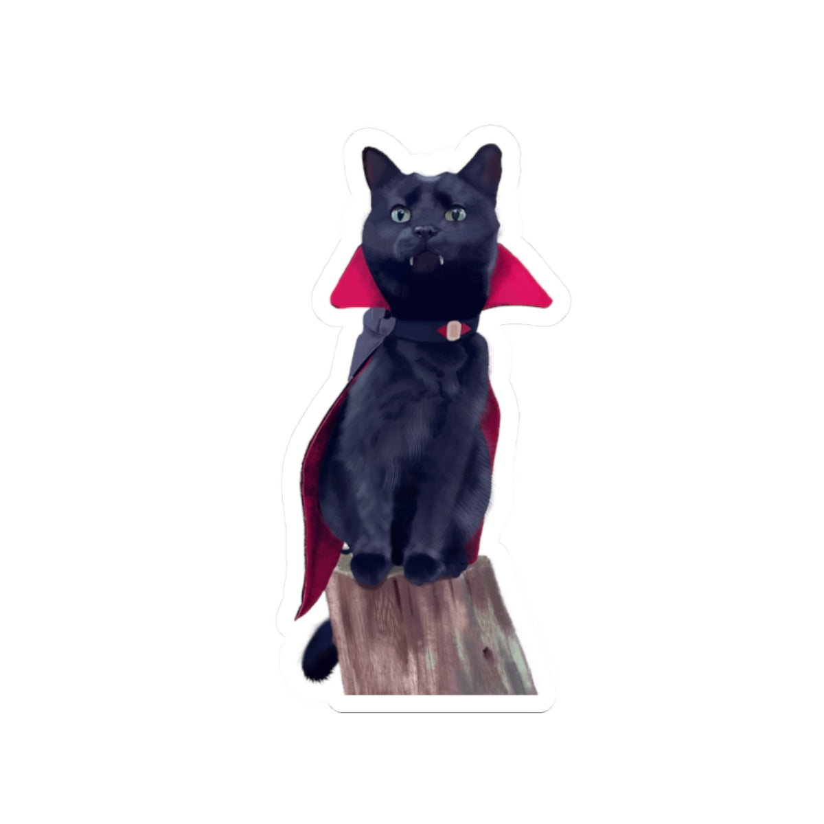 Cat Vampire Stickers | Cute Halloween Kiss-Cut Decals