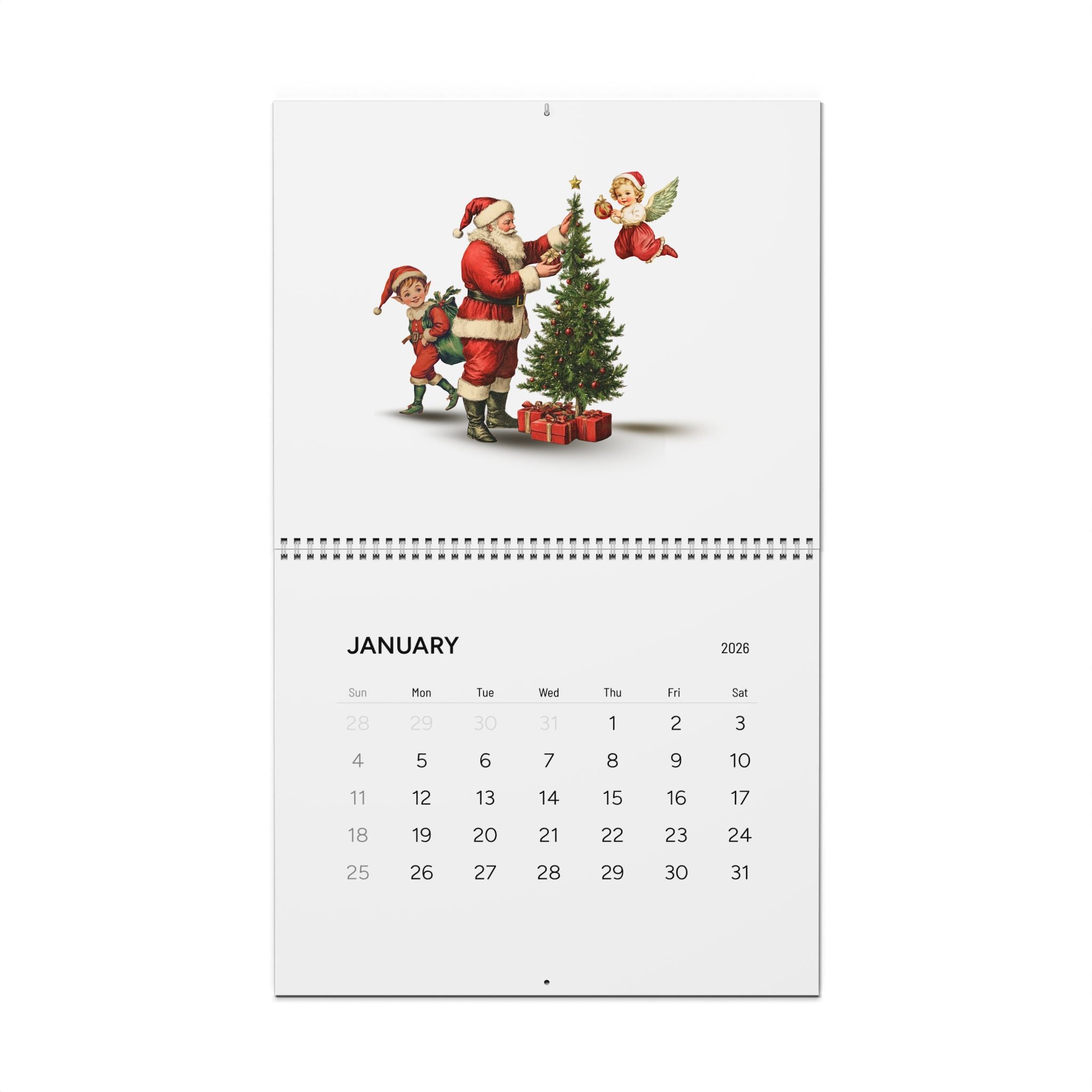 Vintage Holiday Wall Calendar 2026 | Festive Christmas Decor & Planner